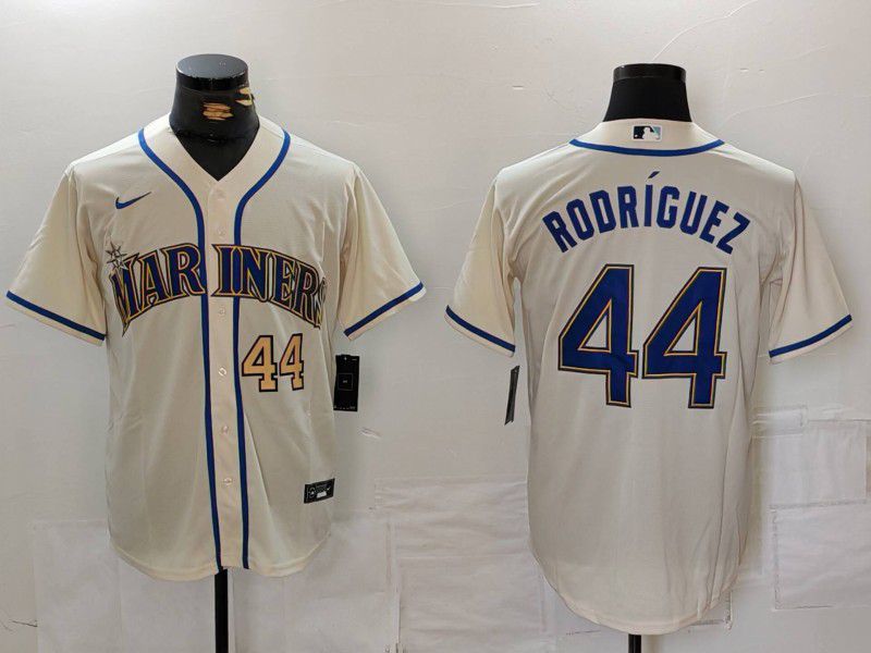 Men Seattle Mariners #44 Rodr iguez Cream Game 2024 Nike MLB Jersey style 1